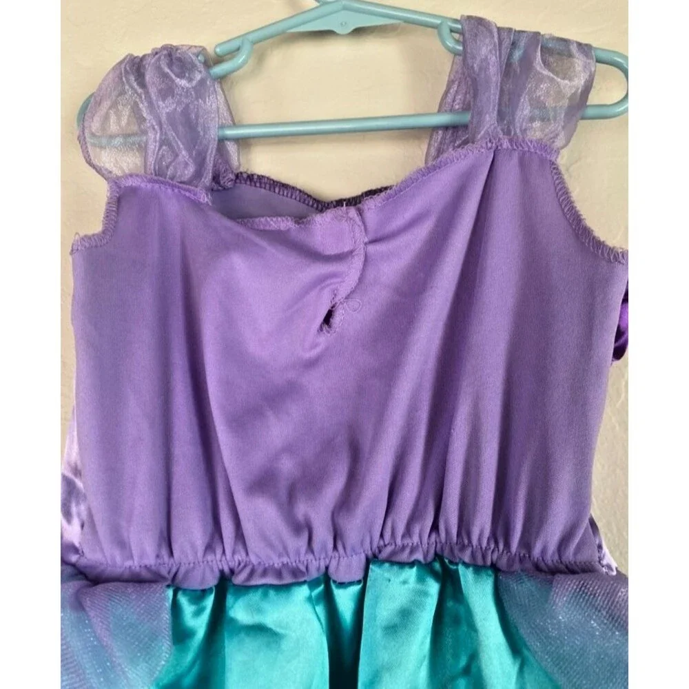 Disney Princess Ariel Little Mermaid Dress Costume w/ Crown & Purse - Size 4-6X - Picture 6 of 16